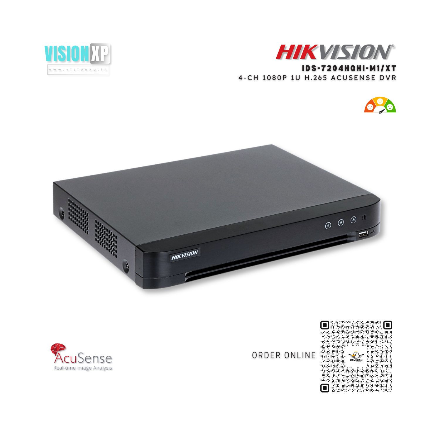 Hikvision iDS-7204HQHI-M1/XT 4-ch 1080P 1U H.265 AcuSense DVR